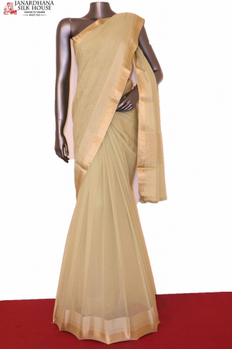 Designer Pure Silk Chiffon-Stone Work